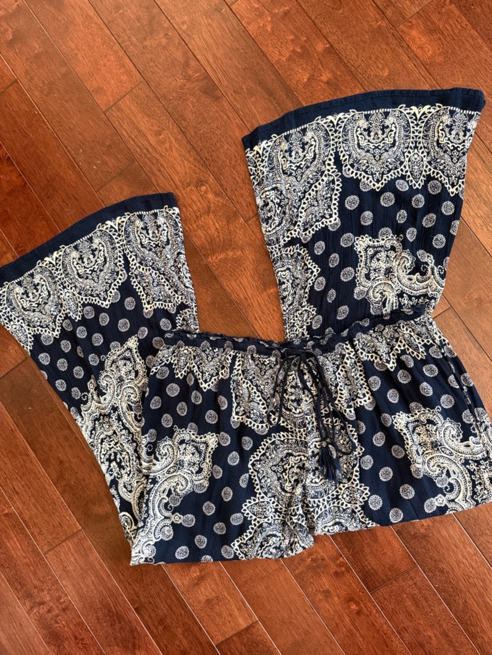 Billabong Blue White Paisley Loose Fit Flowing Palooza Pants XL